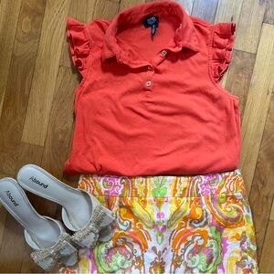 J. Crew Multicolor Paisley Preppy Linen Skirt